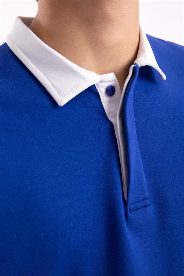 Flaw Atelier Logo Detaylı Saks Mavisi Polo Yaka Tshirt