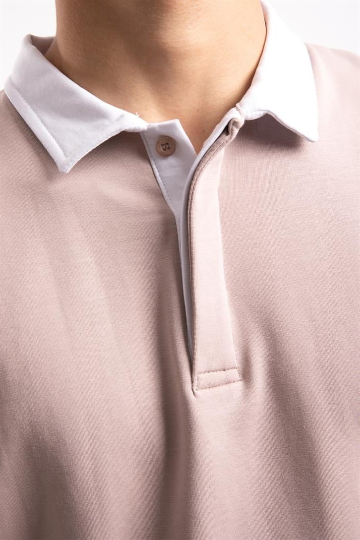 Flaw Atelier Logo Detaylı Taş Rengi Polo Yaka Tshirt