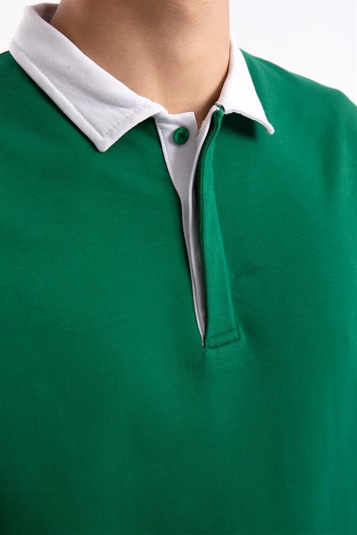 Flaw Atelier Logo Detaylı Yeşil Polo Yaka Tshirt