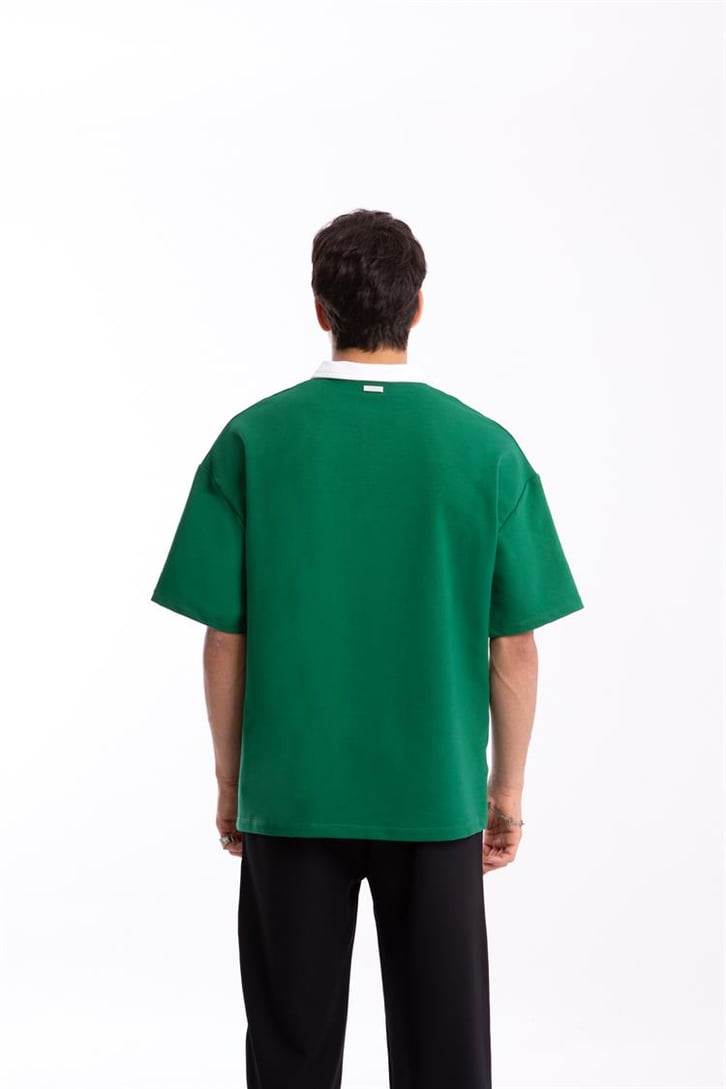 Flaw Atelier Logo Detaylı Yeşil Polo Yaka Tshirt