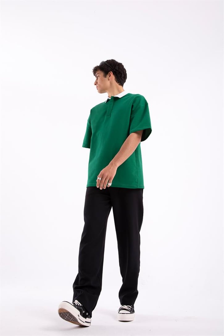 Flaw Atelier Logo Detaylı Yeşil Polo Yaka Tshirt