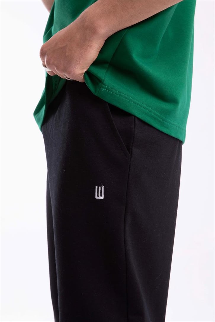 Flaw Atelier Logo Nakışlı Ayarlanabilir Paça Siyah Eşofman Altı