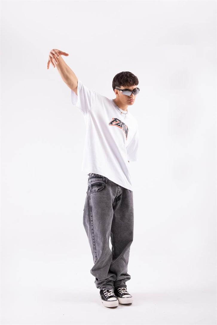 Flaw Atelier Logo Printed Beyaz Oversize Tshirt