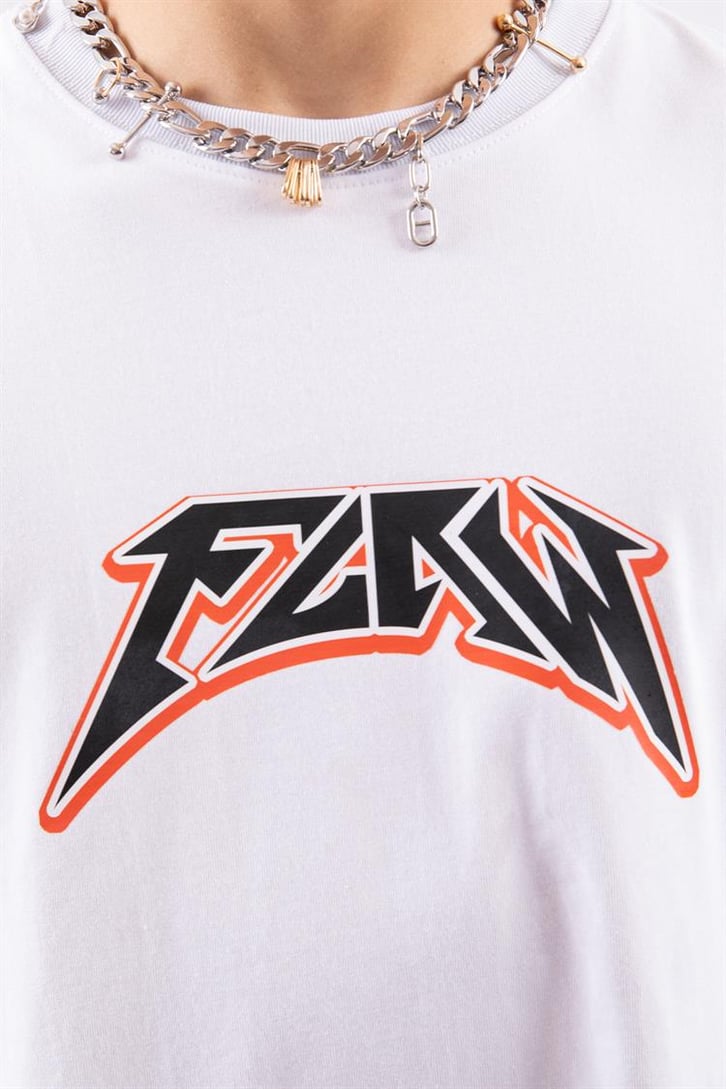 Flaw Atelier Logo Printed Beyaz Oversize Tshirt