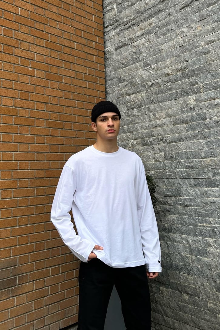 Flaw Atelier Nakışlı Beyaz Long Sleeve Tshirt