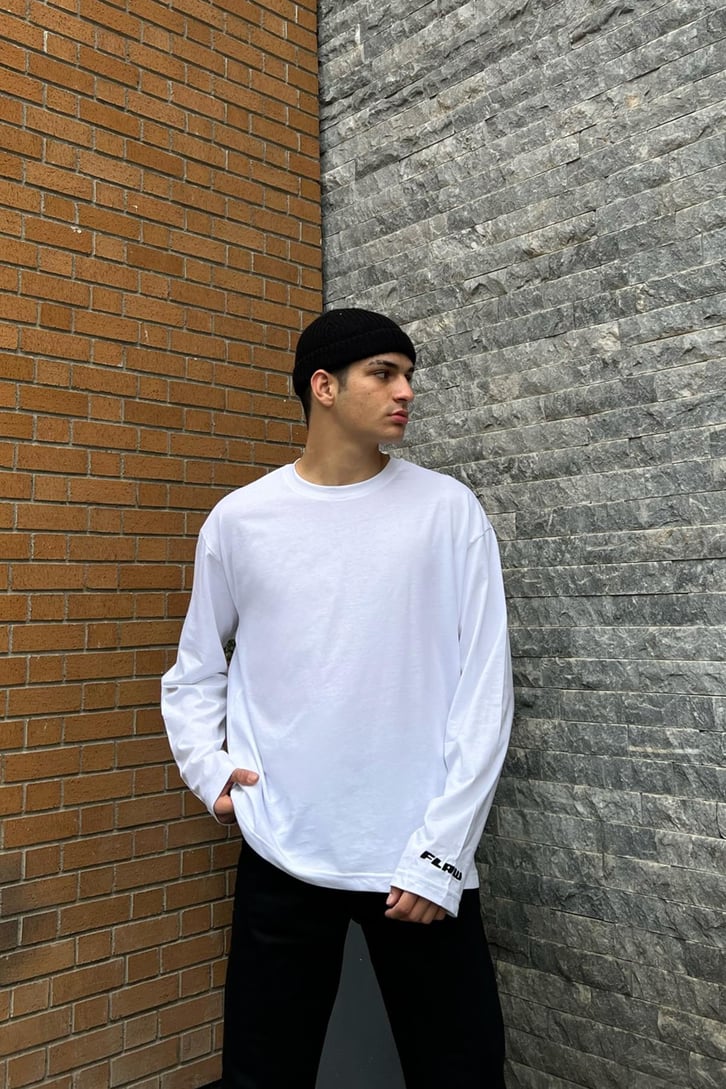 Flaw Atelier Nakışlı Beyaz Long Sleeve Tshirt