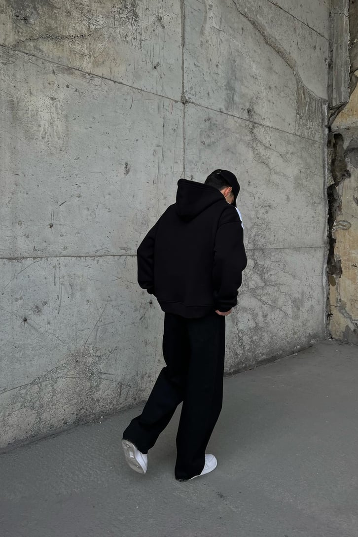 Flaw Atelier Nakışlı Beyaz Oversize Zip Hoodie