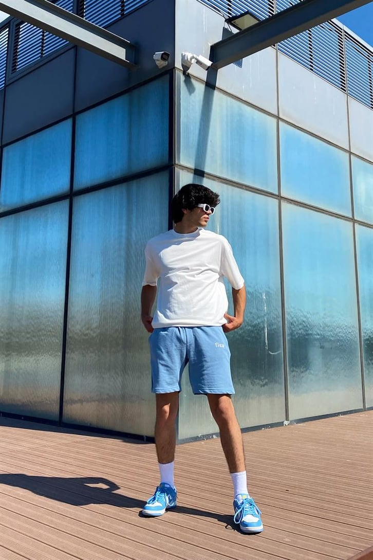 Flaw Atelier Nakışlı Gökyüzü Mavisi Outfit Şort