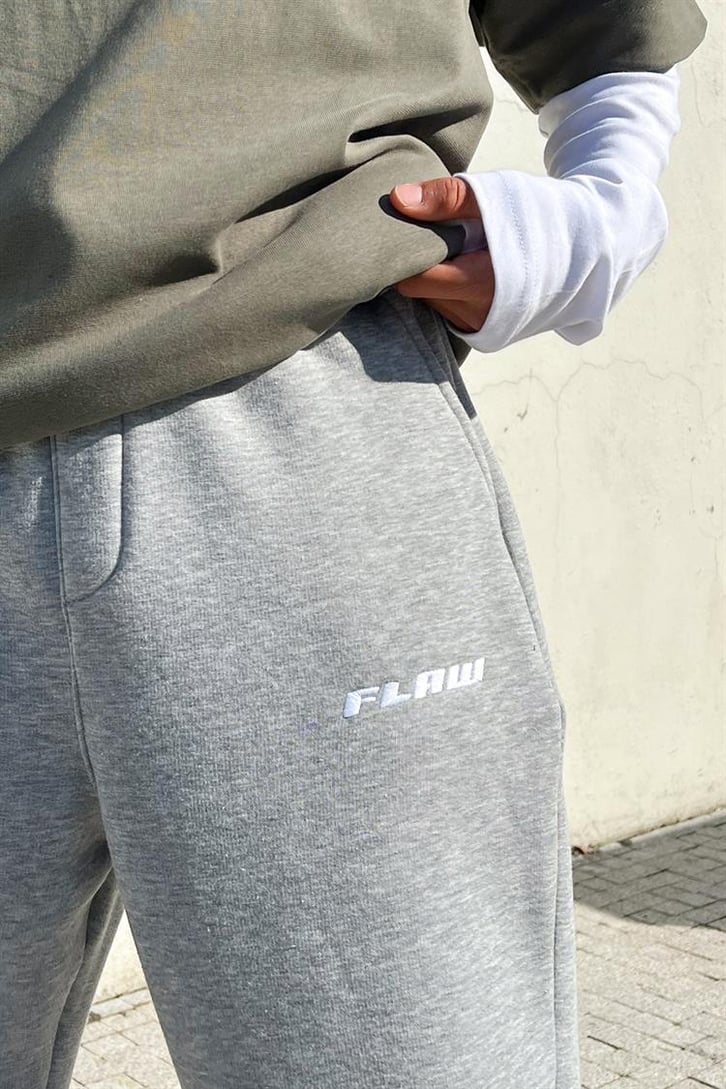 Flaw Atelier Nakışlı Gri İçi Pamuklu Jogger Eşofman Altı