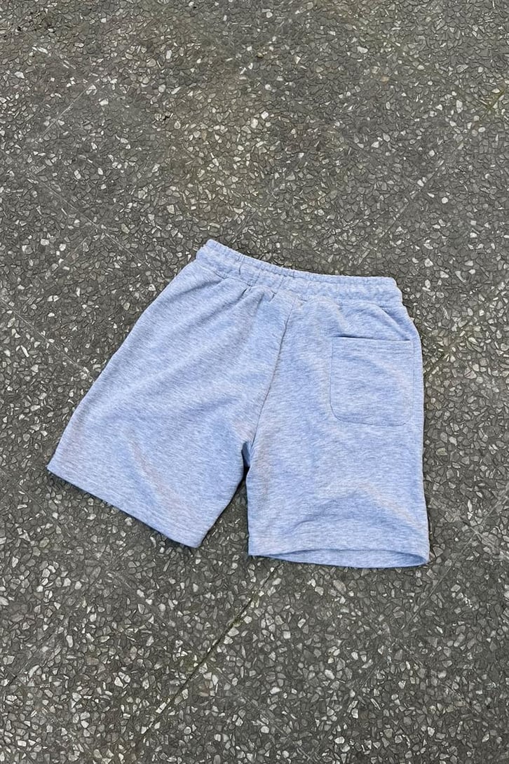 Flaw Atelier Nakışlı Gri Melanj Outfit Şort