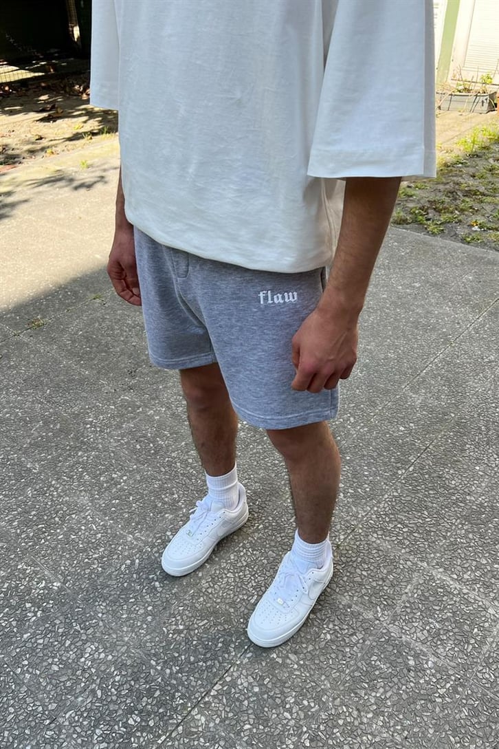 Flaw Atelier Nakışlı Gri Melanj Outfit Şort