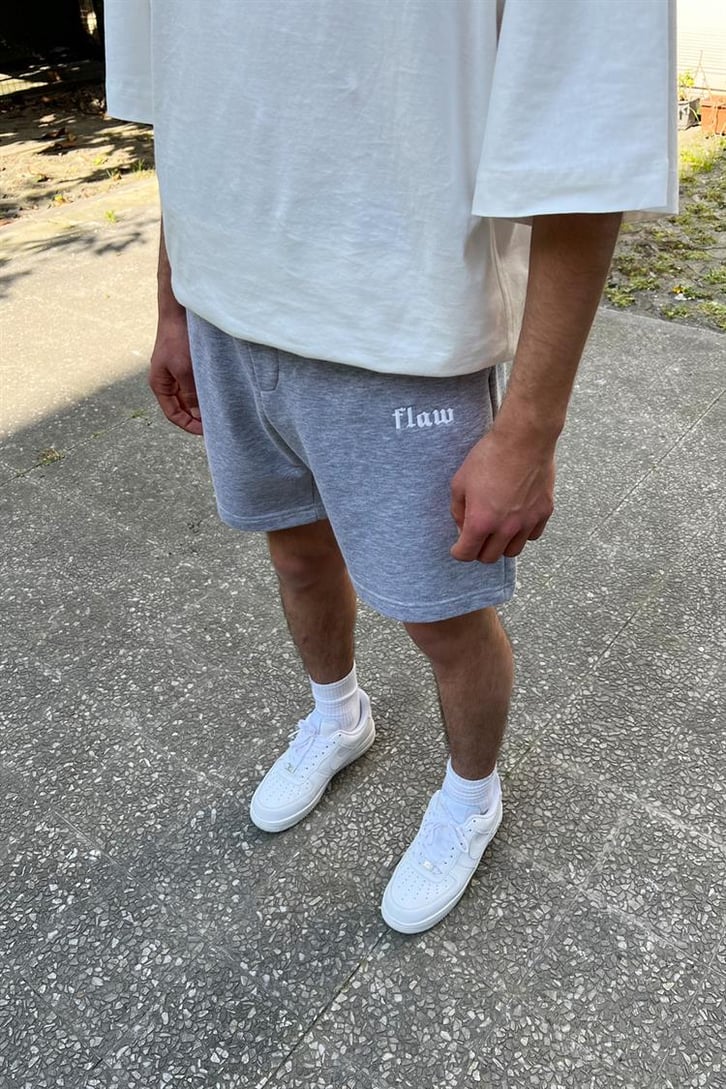 Flaw Atelier Nakışlı Gri Melanj Outfit Şort