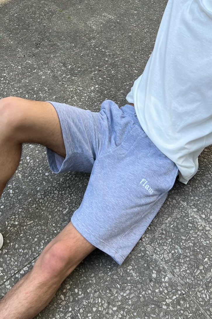 Flaw Atelier Nakışlı Gri Melanj Outfit Şort
