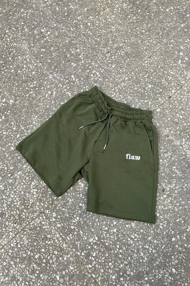 Flaw Atelier Nakışlı Koyu Yeşil Outfit Şort