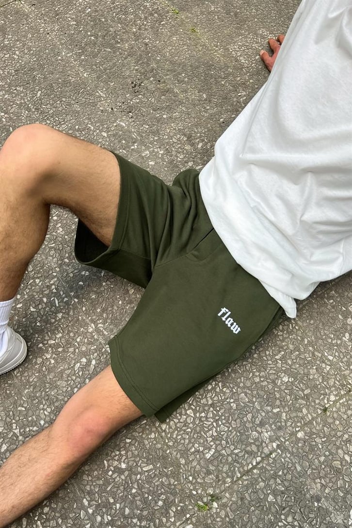 Flaw Atelier Nakışlı Koyu Yeşil Outfit Şort