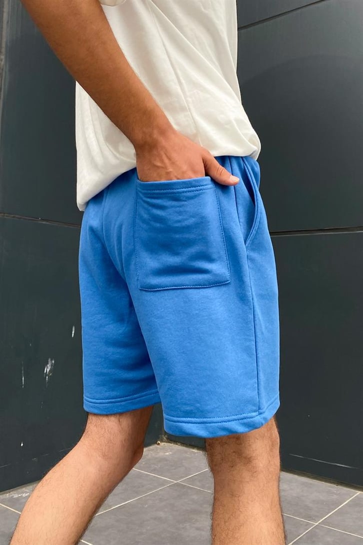 Flaw Atelier Nakışlı Saks Mavi İçi Pamuklu Outfit Şort