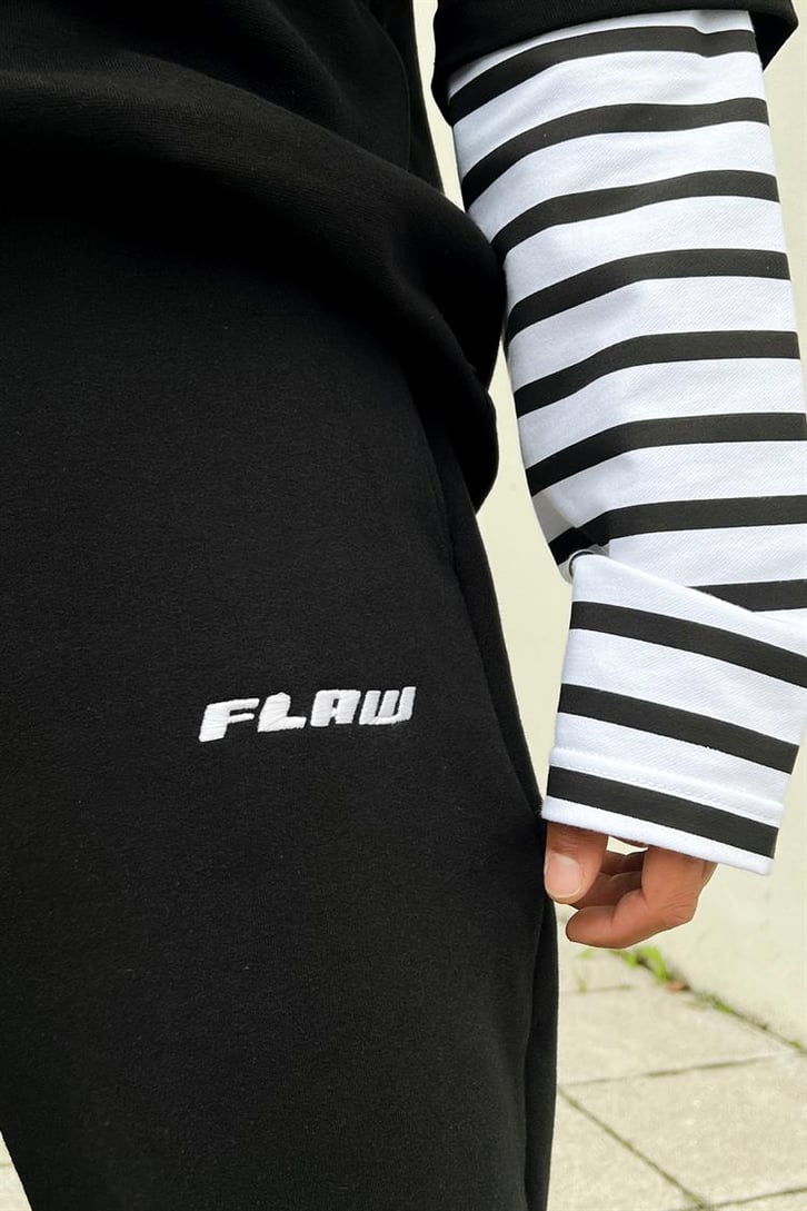 Flaw Atelier Nakışlı Siyah İçi Pamuklu Jogger Eşofman Altı
