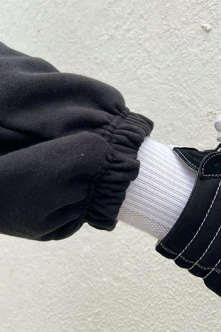 Flaw Atelier Nakışlı Siyah İçi Pamuklu Jogger Eşofman Altı