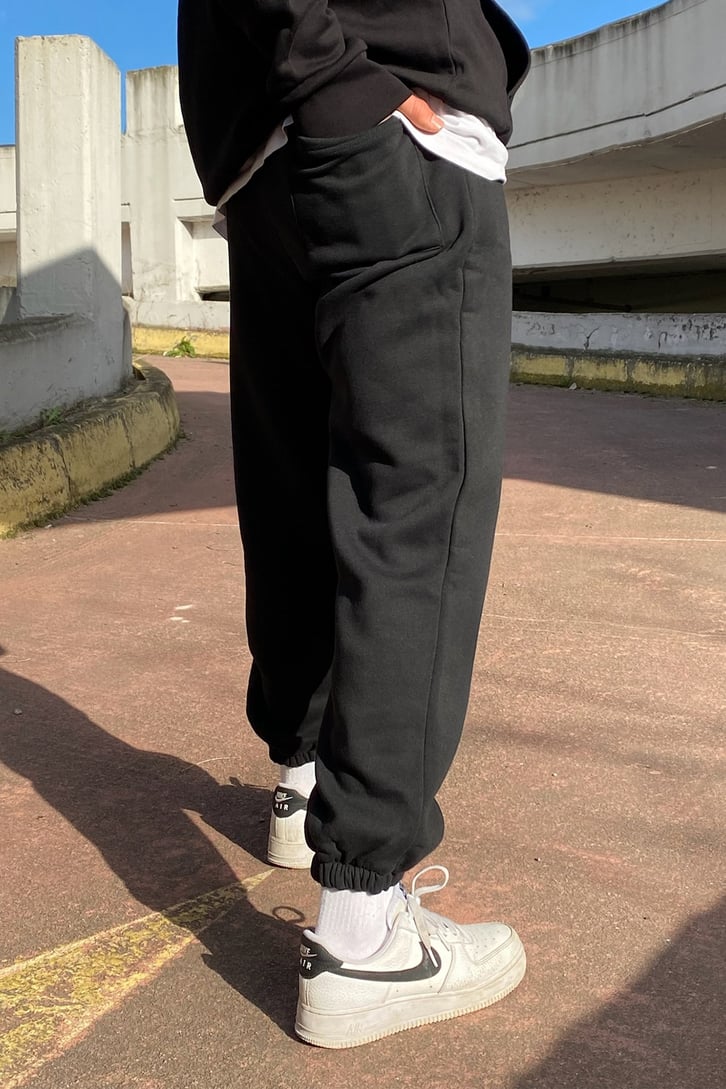 Flaw Atelier Oversize Mini Logo Siyah Sweatpants