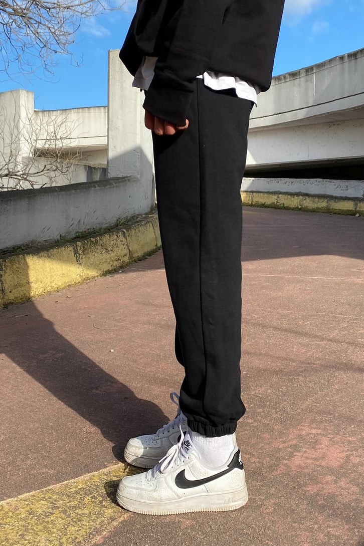 Flaw Atelier Oversize Mini Logo Siyah Sweatpants