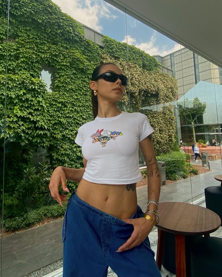 Flaw Atelier Power Cute Baskılı Beyaz Crop