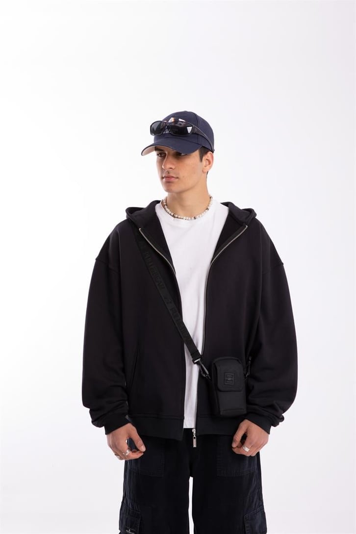 Flaw Atelier Premium Basic Antrasit Oversize Zip Hoodie