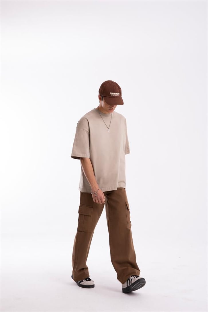 Flaw Atelier Premium Basic Bej Oversize Tshirt