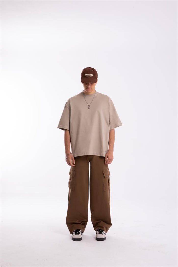 Flaw Atelier Premium Basic Bej Oversize Tshirt
