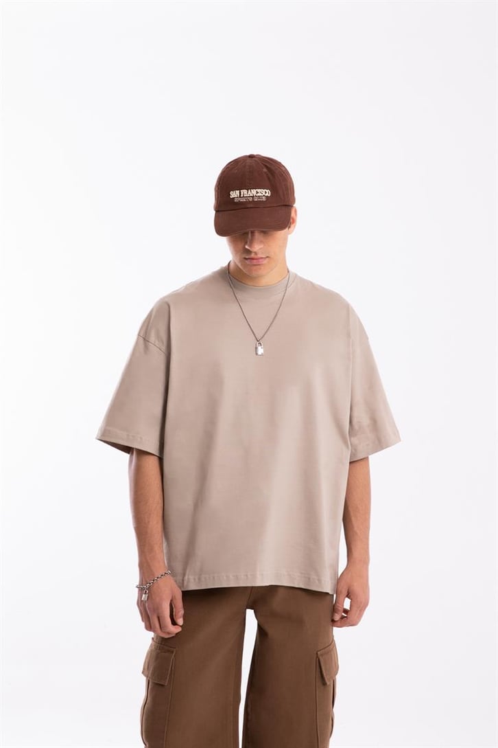 Flaw Atelier Premium Basic Bej Oversize Tshirt