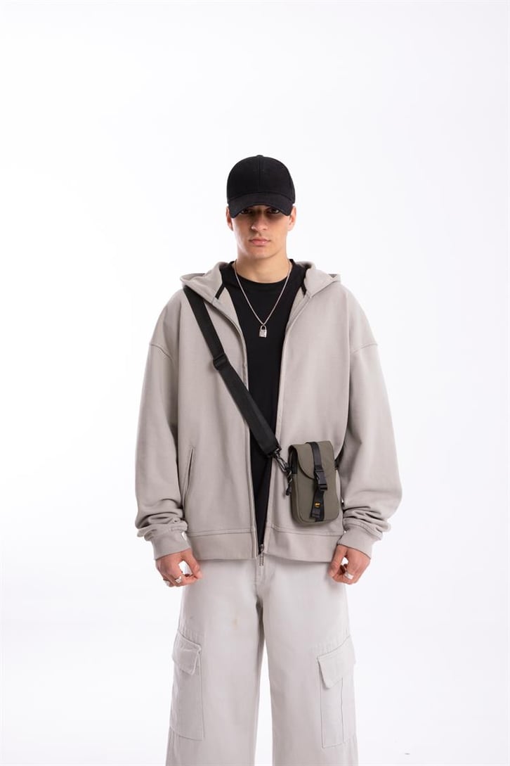 Flaw Atelier Premium Basic Buz Gri Oversize Zip Hoodie