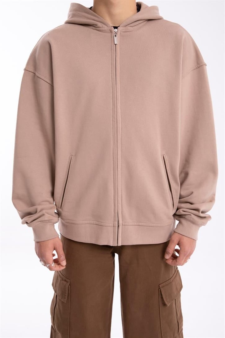 Flaw Atelier Premium Basic Camel  Oversize Zip Hoodie