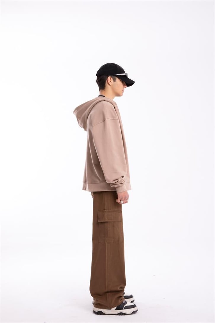 Flaw Atelier Premium Basic Camel  Oversize Zip Hoodie