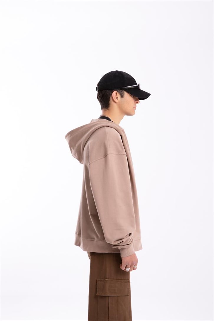 Flaw Atelier Premium Basic Camel  Oversize Zip Hoodie