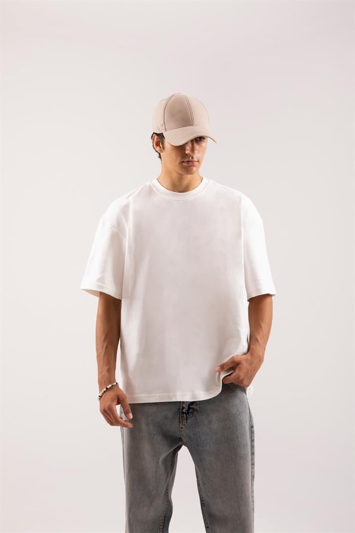 Flaw Atelier Premium Basic Ekru Oversize Tişört