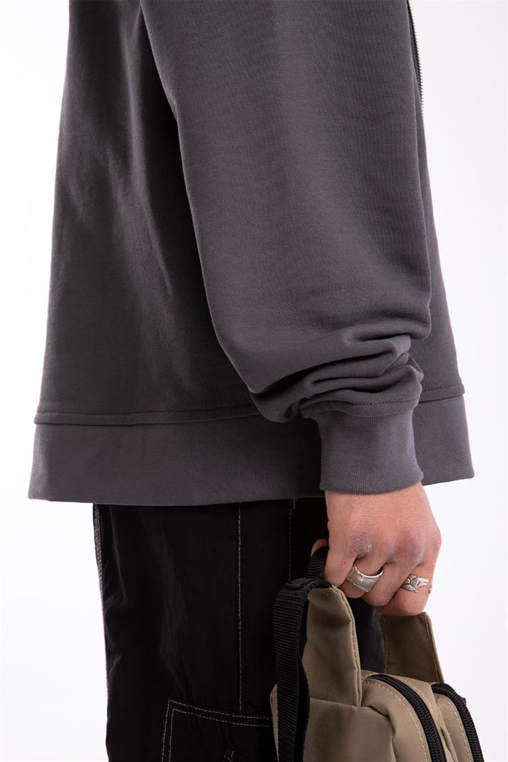 Flaw Atelier Premium Basic Füme Oversize Zip Hoodie