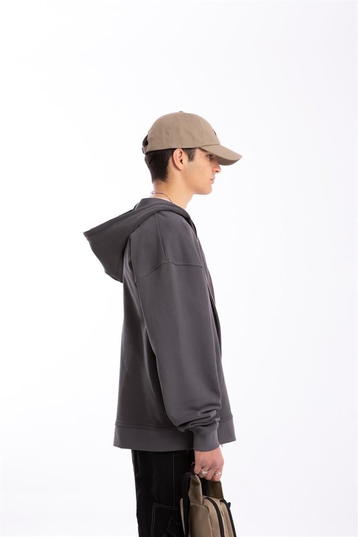 Flaw Atelier Premium Basic Füme Oversize Zip Hoodie