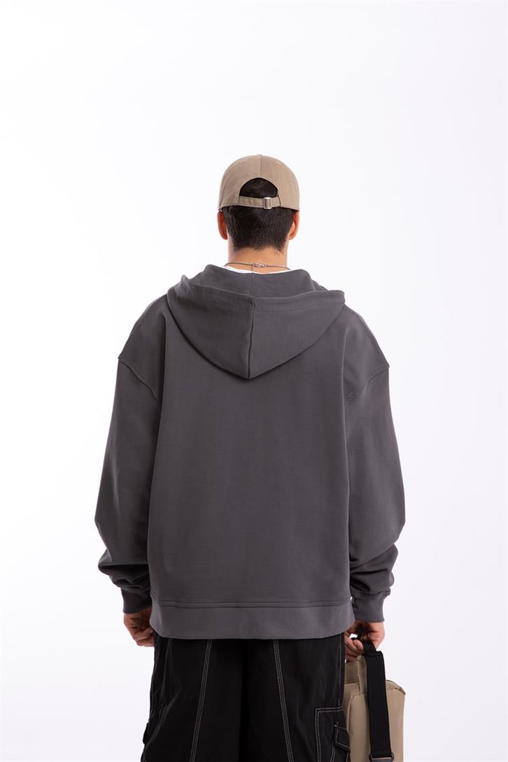 Flaw Atelier Premium Basic Füme Oversize Zip Hoodie