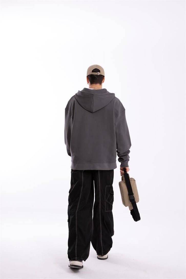 Flaw Atelier Premium Basic Füme Oversize Zip Hoodie