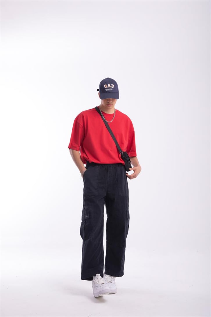 Flaw Atelier Premium Basic Kırmızı Oversize Tshirt