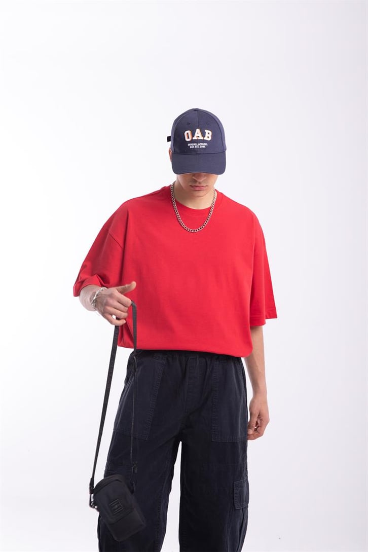 Flaw Atelier Premium Basic Kırmızı Oversize Tshirt