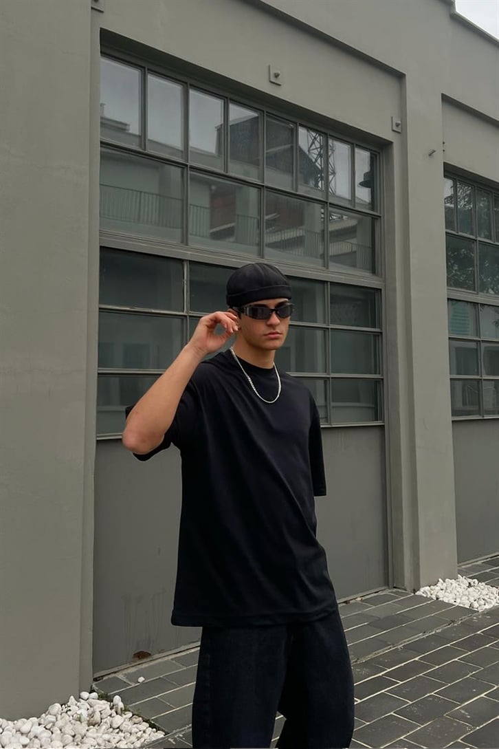 Flaw Atelier Premium Basic Siyah Oversize Tshirt