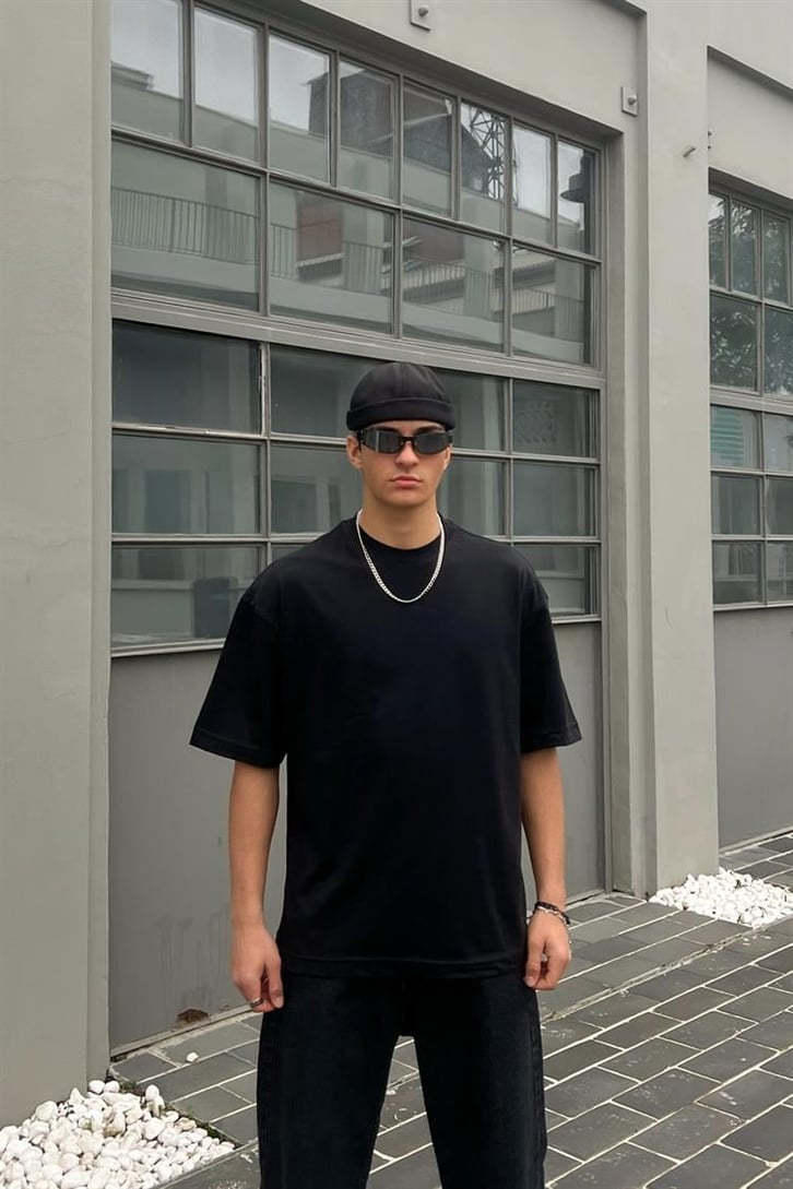 Flaw Atelier Premium Basic Siyah Oversize Tshirt
