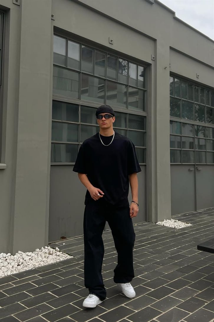 Flaw Atelier Premium Basic Siyah Oversize Tshirt