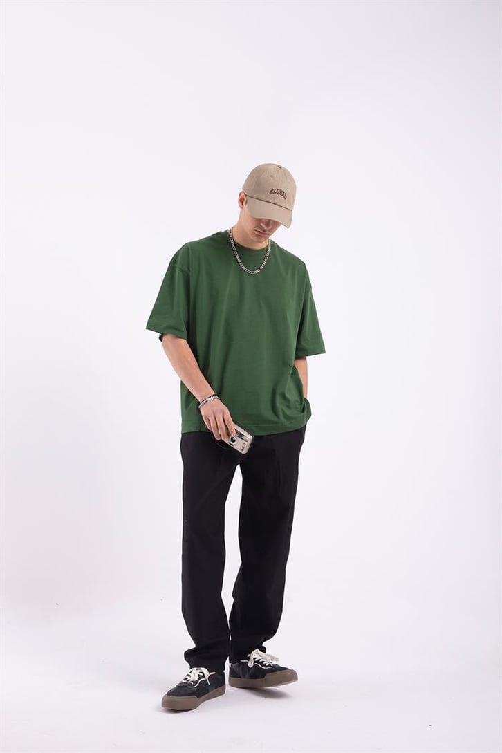 Flaw Atelier Premium Basic Yeşil  Oversize Tshirt