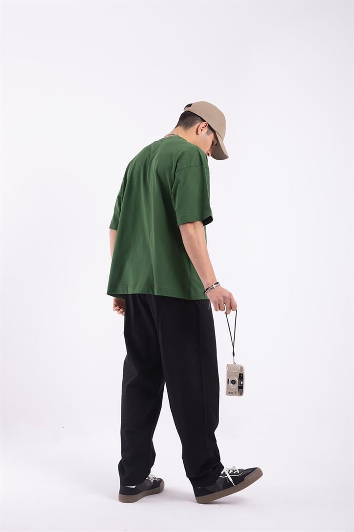 Flaw Atelier Premium Basic Yeşil  Oversize Tshirt