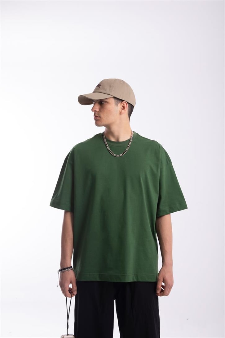 Flaw Atelier Premium Basic Yeşil  Oversize Tshirt