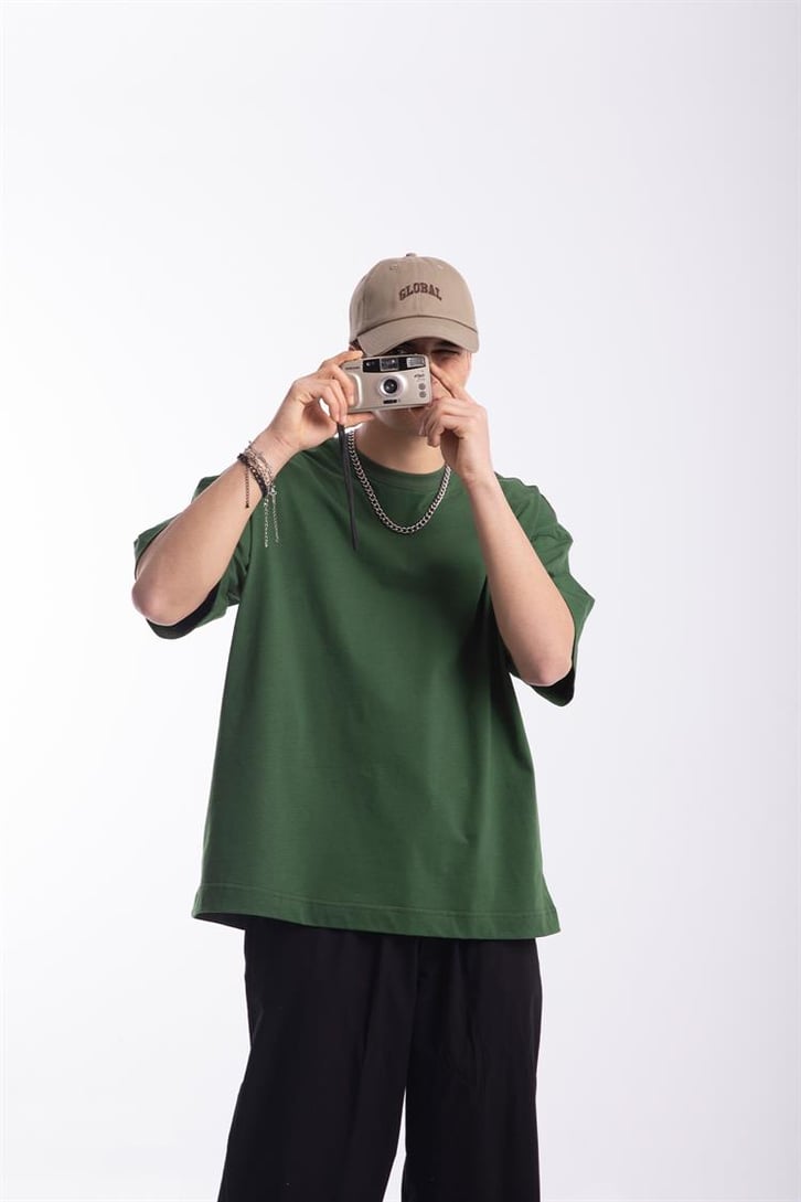 Flaw Atelier Premium Basic Yeşil  Oversize Tshirt