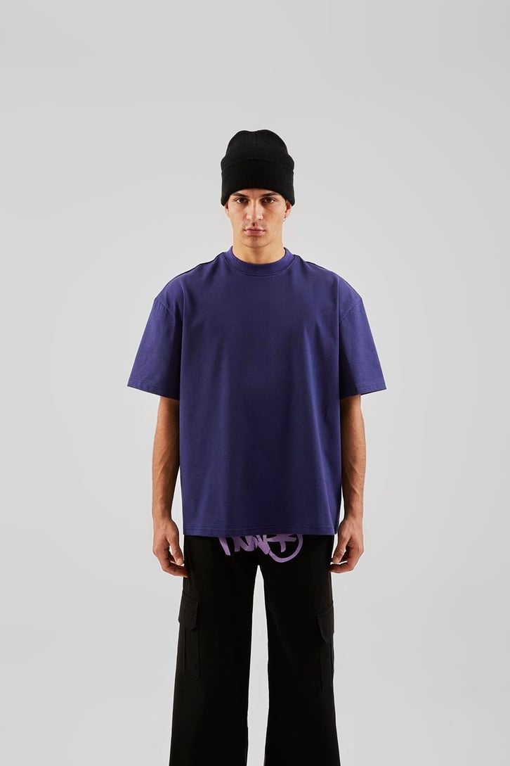 Flaw Atelier Premium Indıgo Basic Oversize Tshirt