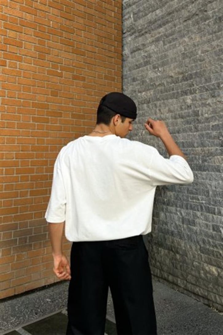 Flaw Atelier Premium Oversize Ekru Basic Tişört