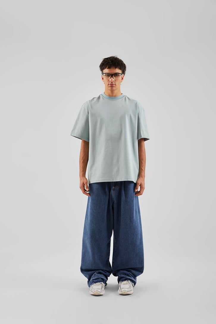 Flaw Atelier Premium Su Yeşili Basic Oversize Tshirt